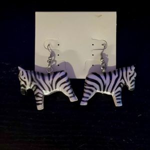 Zebra earrings. Never worn!